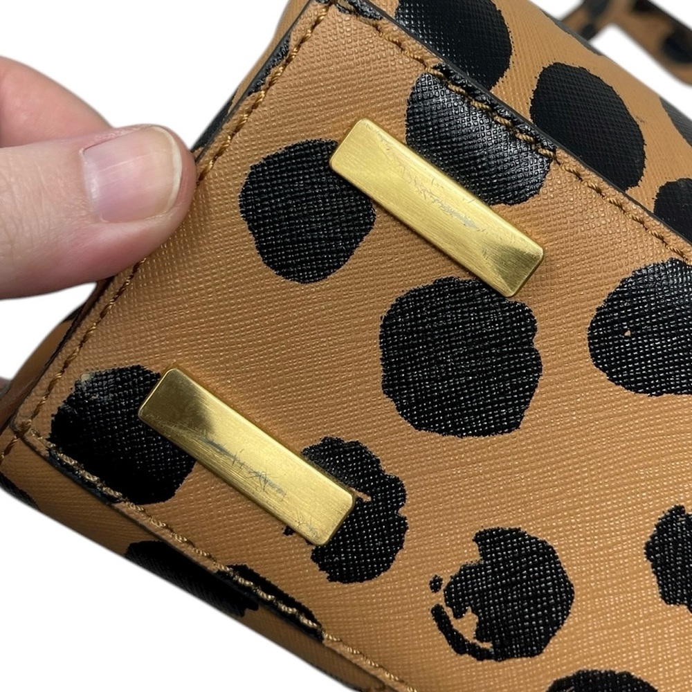 Rebecca Minkoff Small Amorous Satchel Tan Black Polka Dot Leather Handbag - Picture 6 of 16